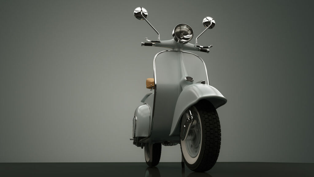 The design classic vespa scooter.